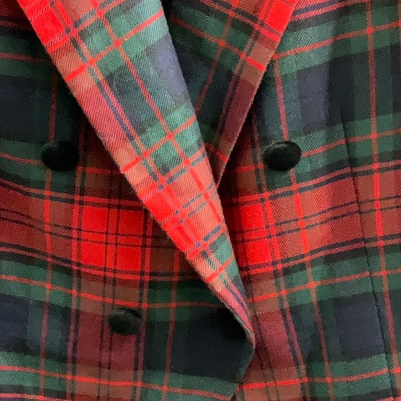 Vintage Casual Corner Holiday Tartan Plaid Blazer Black Velvet Collar sz 14 - Picture 3 of 7